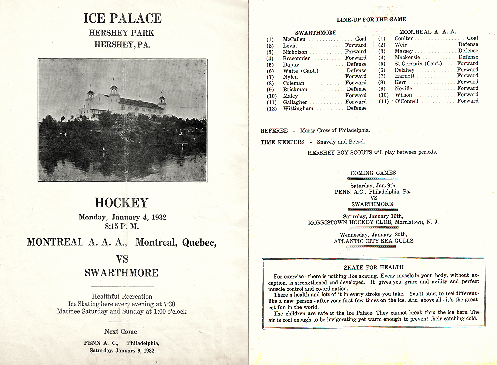 1932 Hershey Hockey program